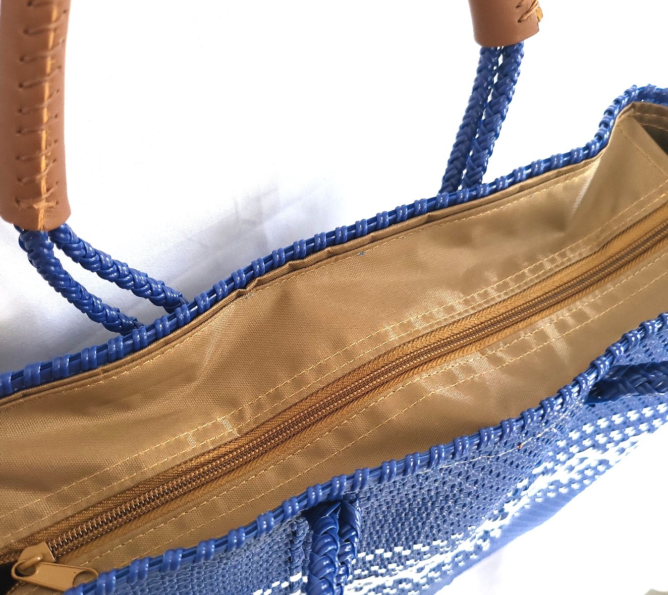 Lola Medium Bag -  Zipper Blue Royal & White Diamond