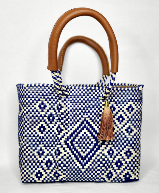 Lola Mini Bag - Blue and Ivory Diamond