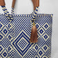 Lola Mini Bag - Blue and Ivory Diamond w/ zipper