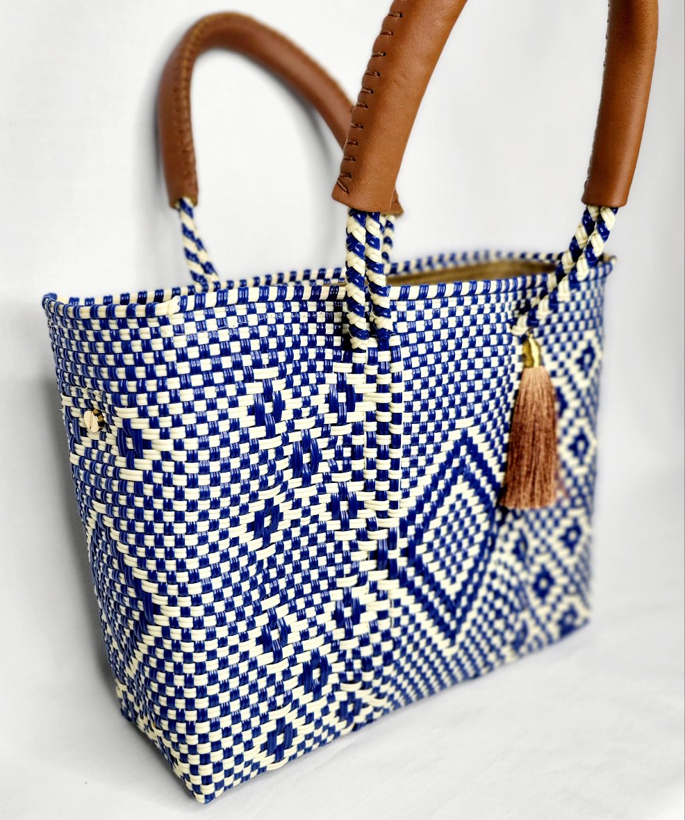 Lola Mini Bag - Blue and Ivory Diamond