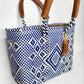 Lola Mini Bag - Blue and Ivory Diamond w/ zipper