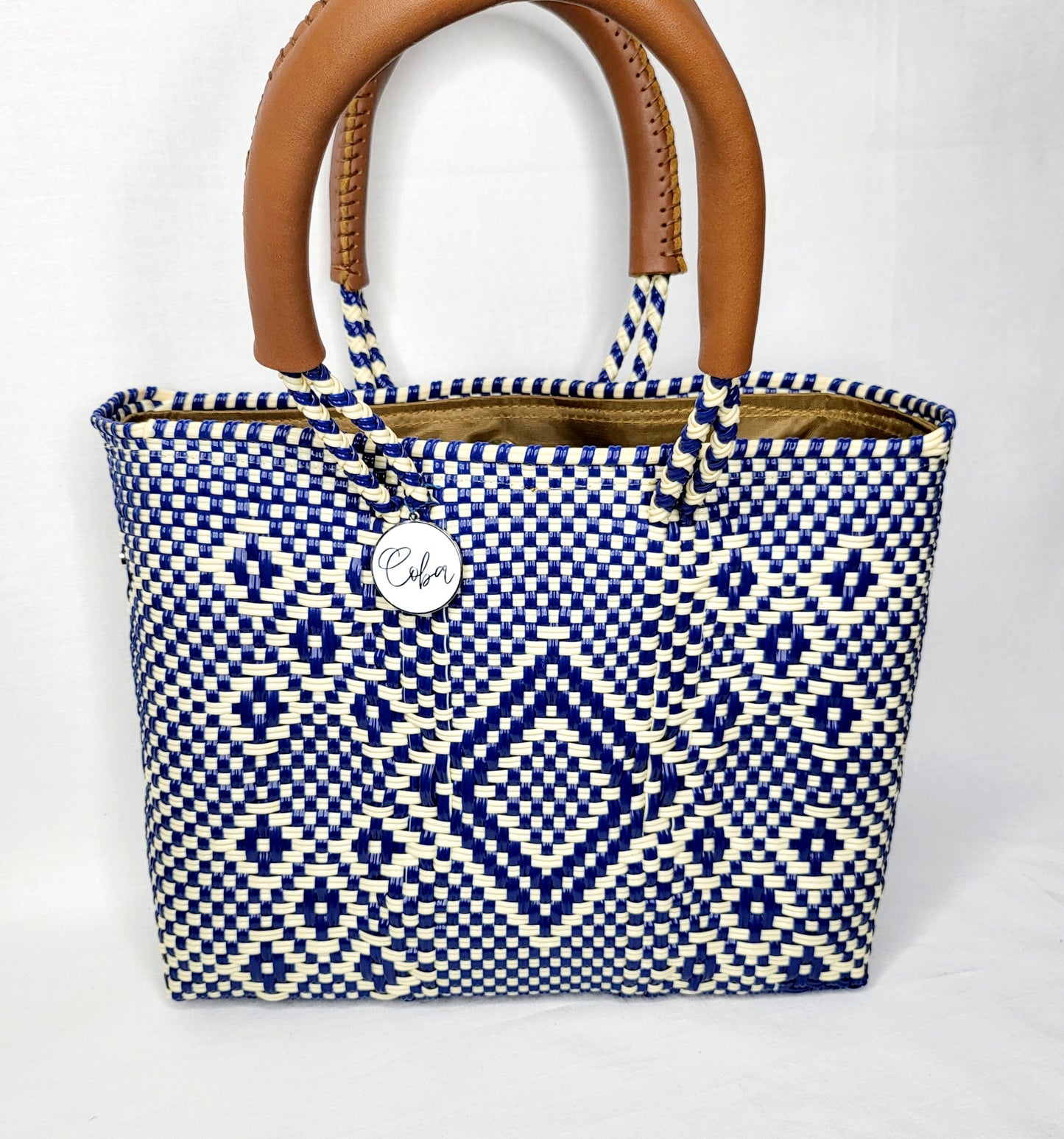Lola Mini Bag - Blue and Ivory Diamond
