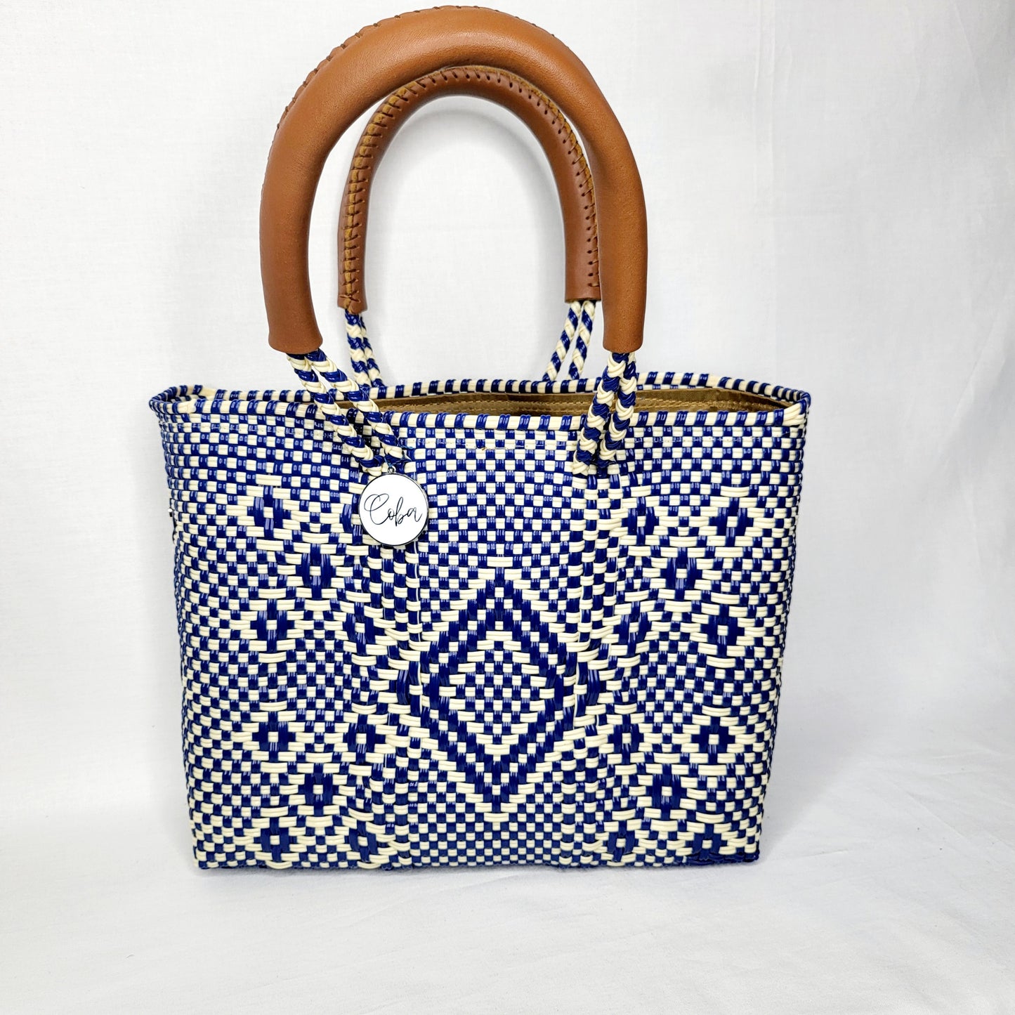 Lola Mini Bag - Blue and Ivory Diamond