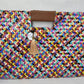 Multi Color Artisan Clutch - Cream Tassel