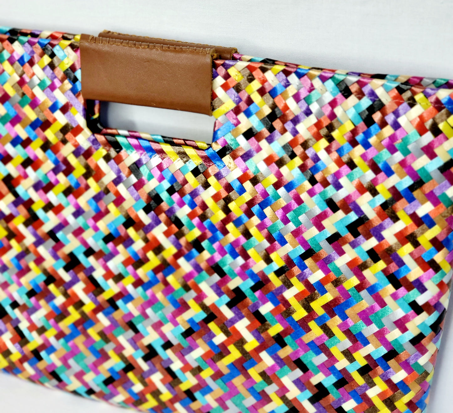 Multi Color Artisan Clutch - Cream Tassel