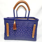 Lola Bucket Bag - Royal Blue Weave with Tan Handle
