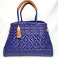 Lola Bucket Bag - Royal Blue Weave with Tan Handle