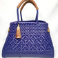 Lola Bucket Bag - Royal Blue Weave with Tan Handle
