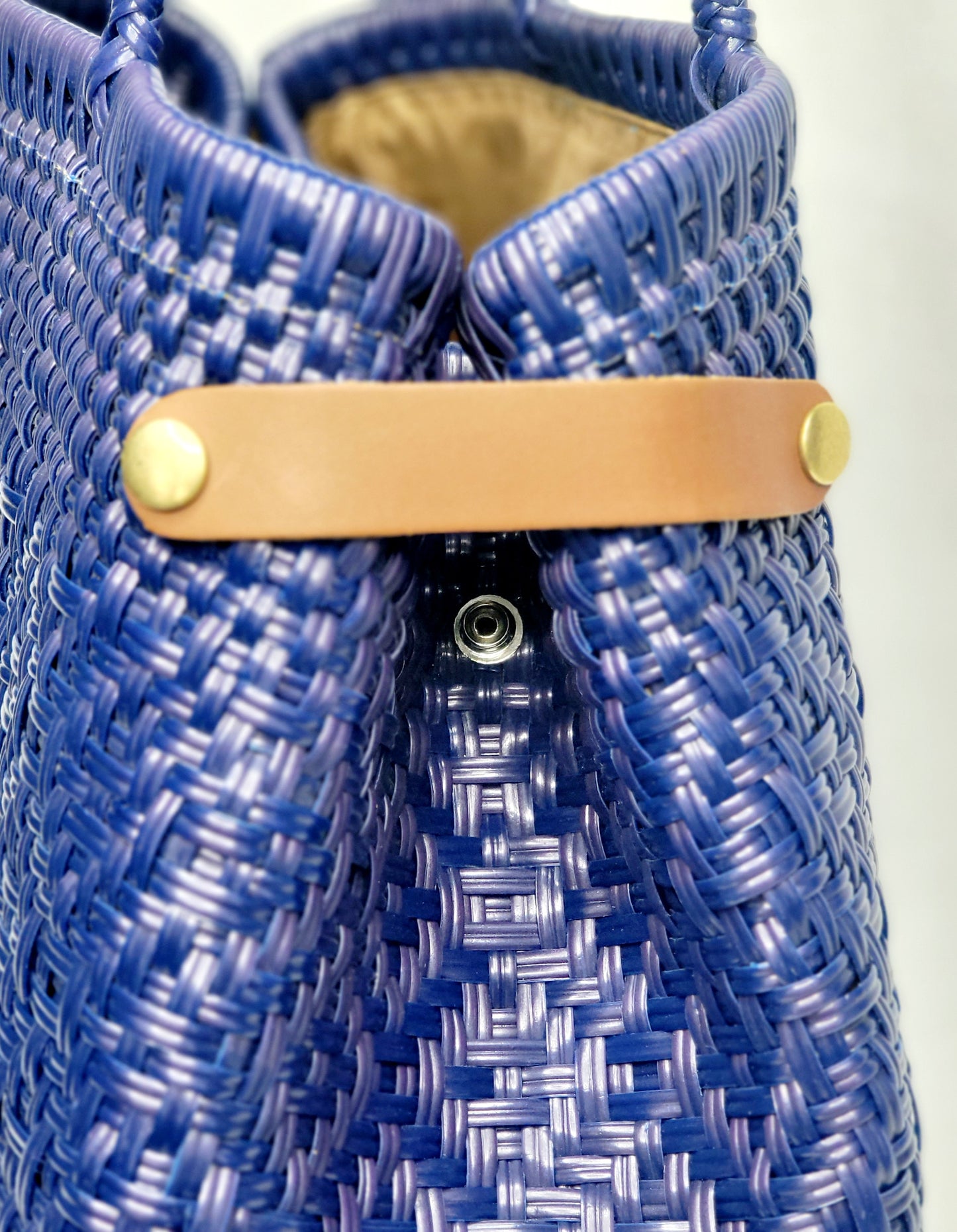 Lola Bucket Bag - Royal Blue Weave with Tan Handle