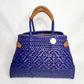Lola Bucket Bag - Royal Blue Weave with Tan Handle
