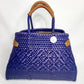 Lola Bucket Bag - Royal Blue Weave with Tan Handle