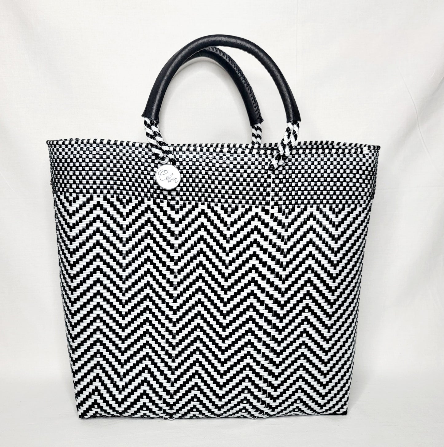 Lola Large Bag - Black & White Chevron