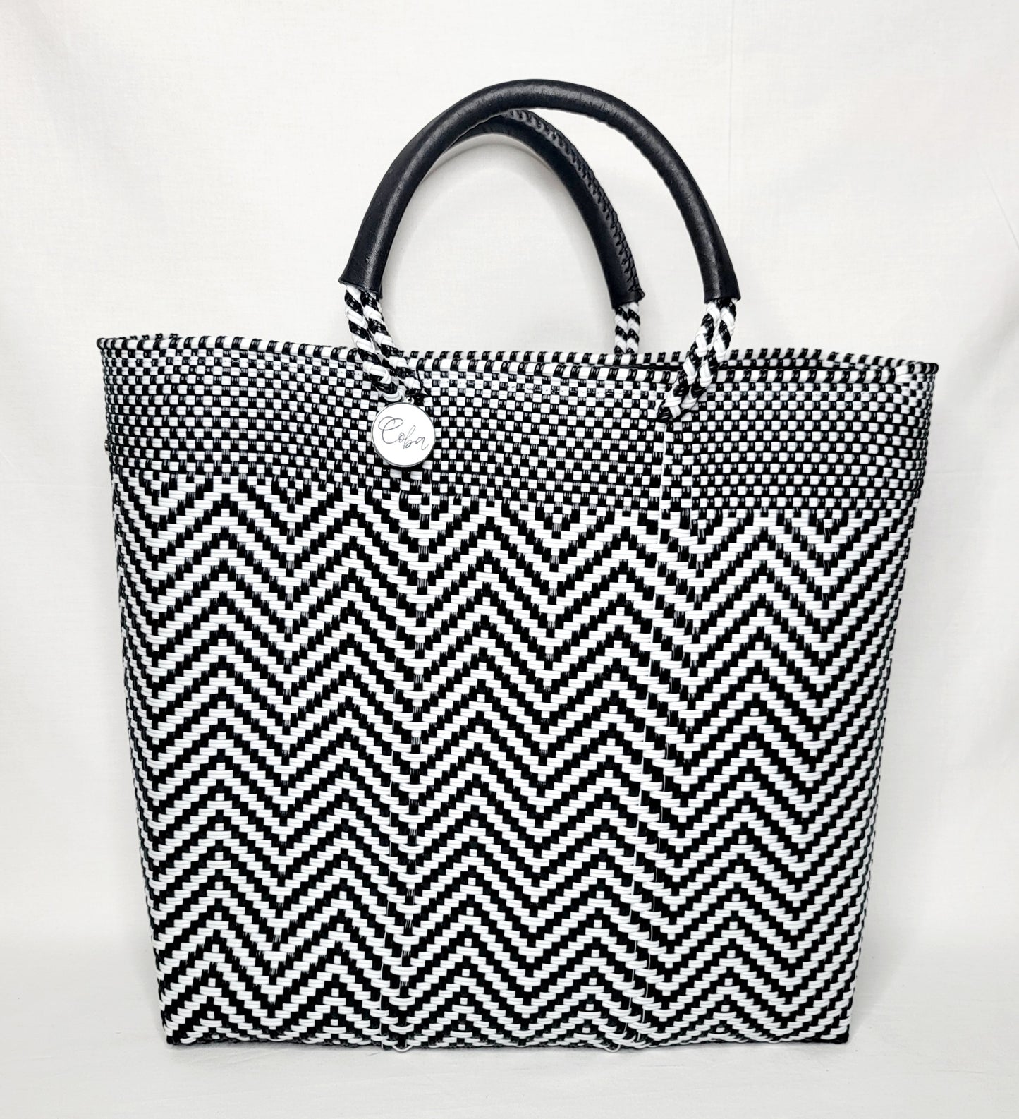 Lola Large Bag - Black & White Chevron