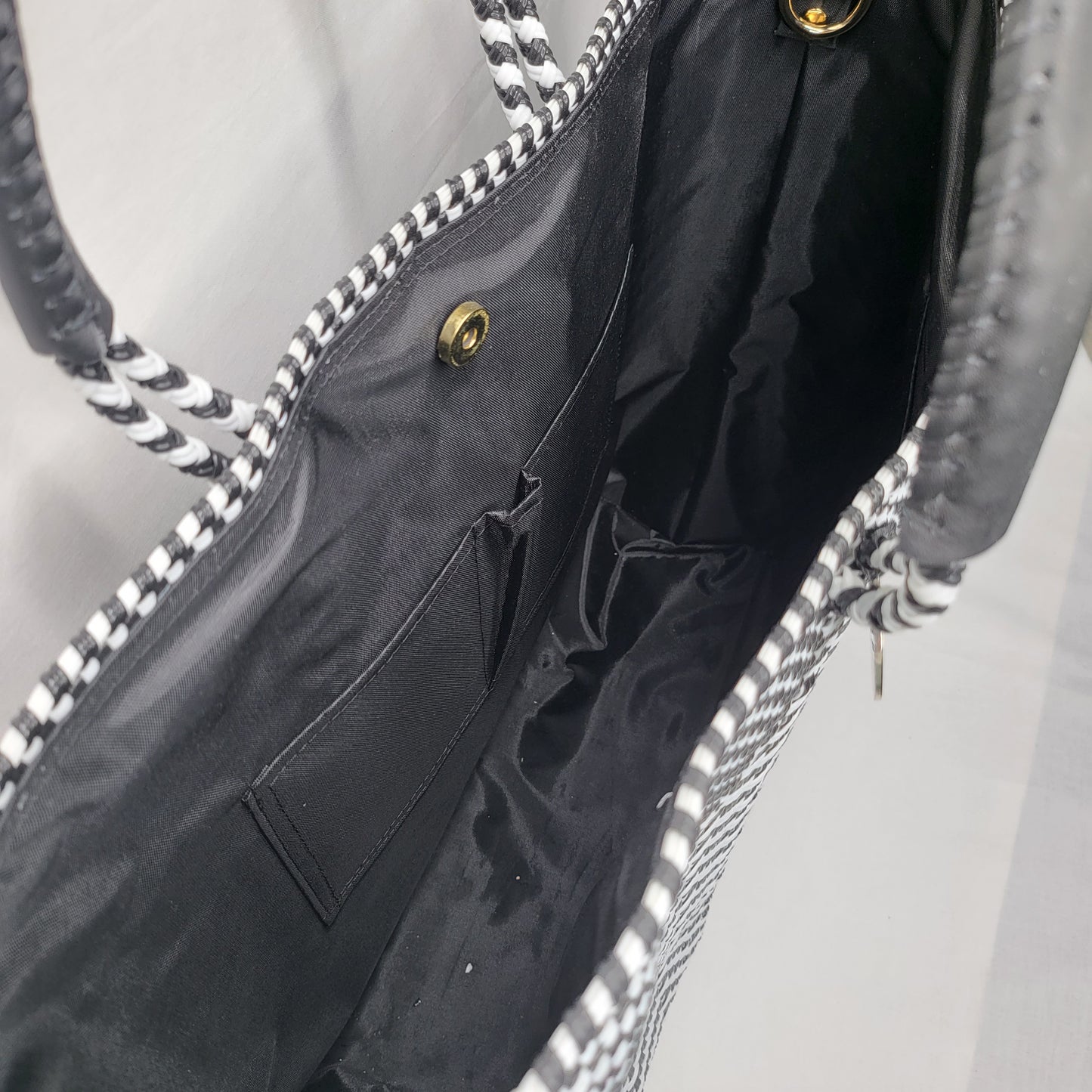 Lola Large Bag - Black & White Chevron