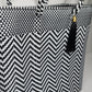 Lola Large Bag - Black & White Chevron