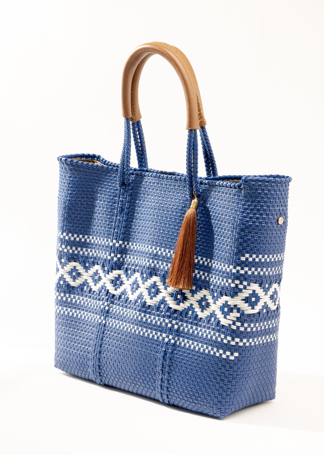 Lola Medium Bag -  Zipper Blue Royal & White Diamond