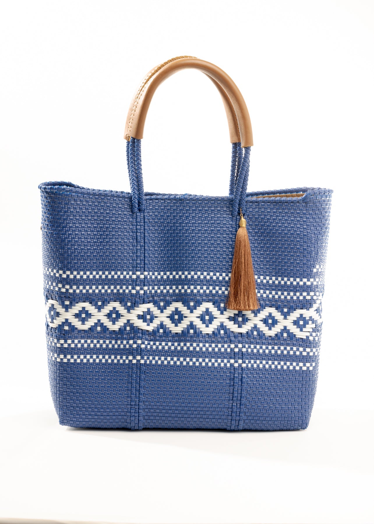 Lola Medium Bag -  Zipper Blue Royal & White Diamond