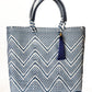 Lola Medium Bag - Zipper Blue & Double White