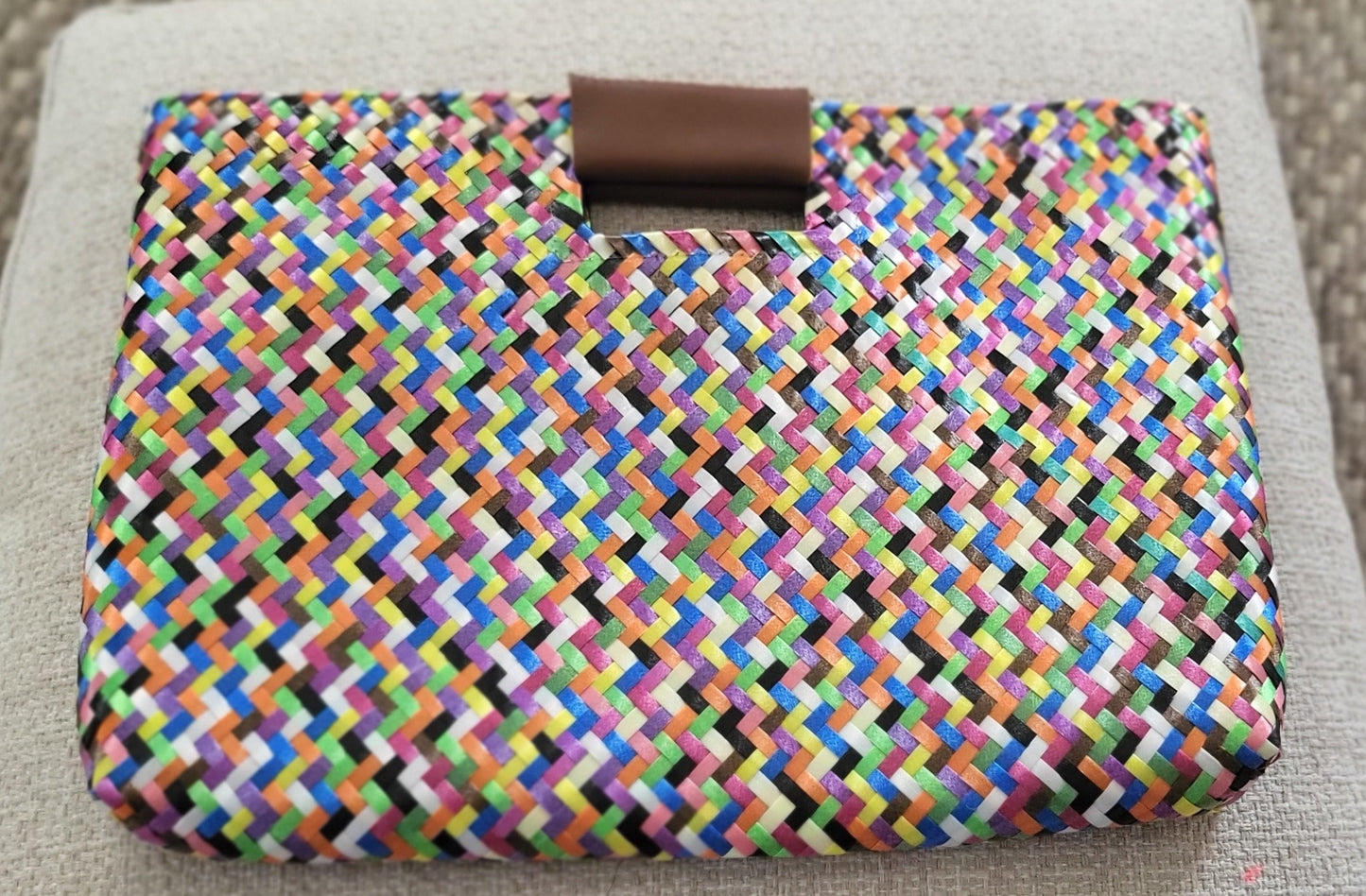 Multi Color Artisan Clutch - Brown Tassel