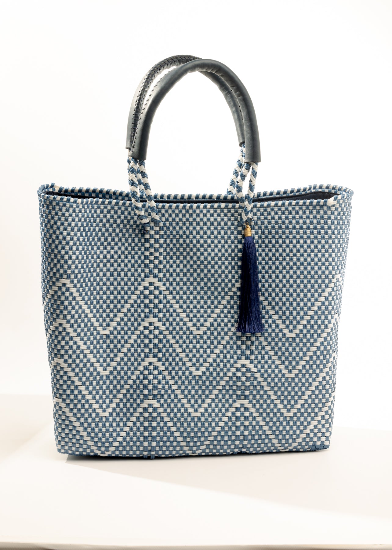 Lola Large Bag - Blue & White Chevron
