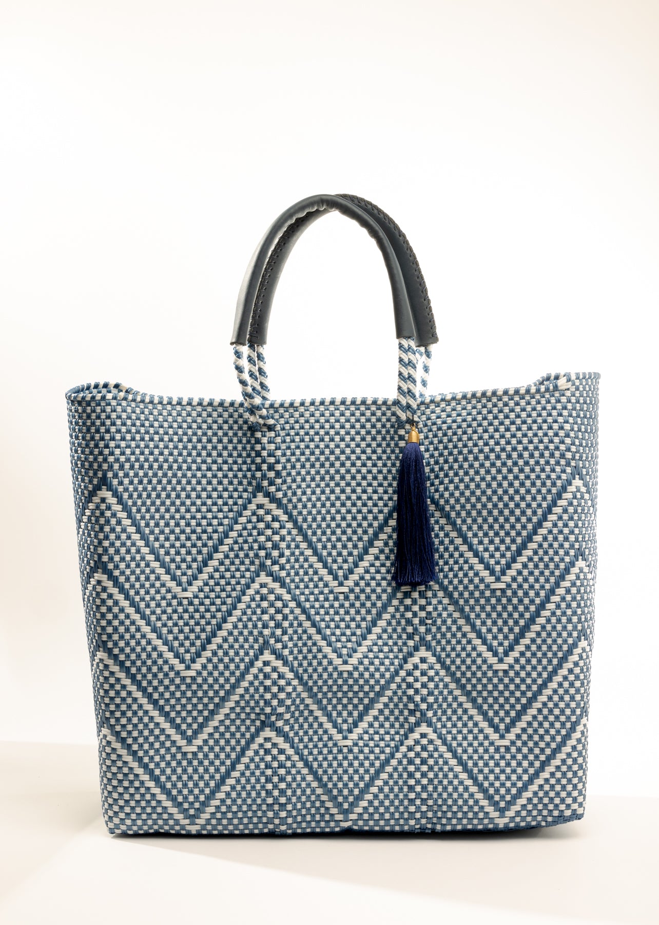 Lola Large Bag - Blue & White Chevron